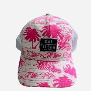 Tropical Pink and White Palm Leaf Snapback Hat